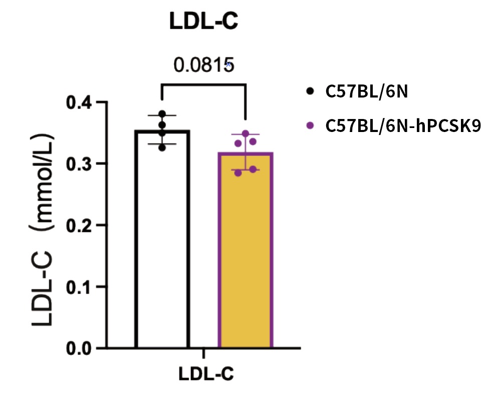 C57-hPCSK9人源化小鼠的LDL-C水平正常